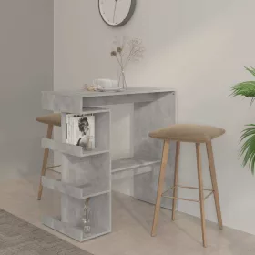   Betonszürke szerelt fa bárasztal tárolópolccal 100x50x101,5 cm