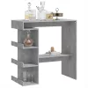 Betonszürke szerelt fa bárasztal tárolópolccal 100x50x101,5 cm