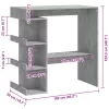 Betonszürke szerelt fa bárasztal tárolópolccal 100x50x101,5 cm