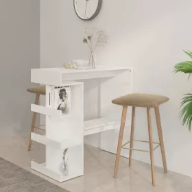   Magasfényű fehér bárasztal tárolópolccal 100 x 50 x 101,5 cm