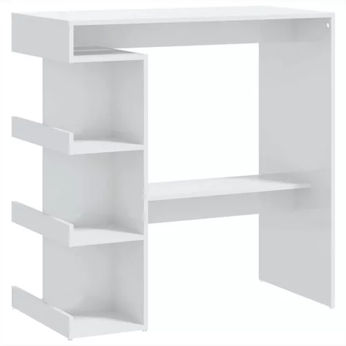 Magasfényű fehér bárasztal tárolópolccal 100 x 50 x 101,5 cm
