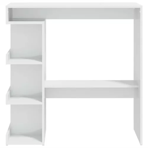 Magasfényű fehér bárasztal tárolópolccal 100 x 50 x 101,5 cm