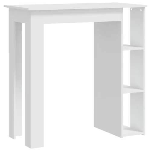 Fehér szerelt fa bárasztal polccal 102 x 50 x 103,5 cm