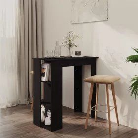 Fekete szerelt fa bárasztal polccal 102 x 50 x 103,5 cm