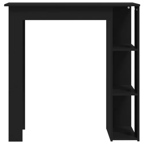 Fekete szerelt fa bárasztal polccal 102 x 50 x 103,5 cm