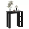 Fekete szerelt fa bárasztal polccal 102 x 50 x 103,5 cm
