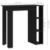 Fekete szerelt fa bárasztal polccal 102 x 50 x 103,5 cm
