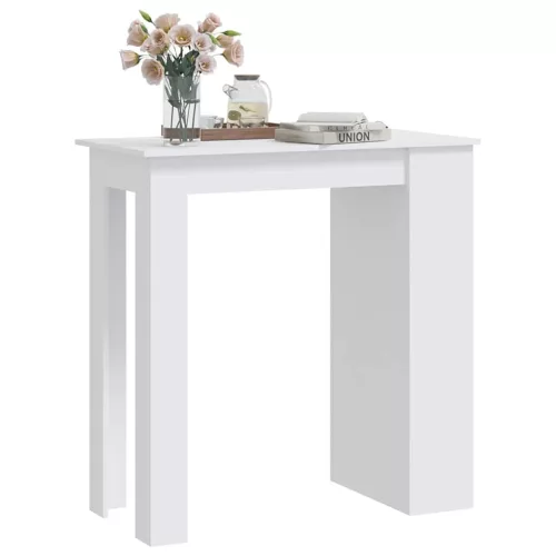 Fehér szerelt fa bárasztal tárolórekesszel 102 x 50 x 103,5 cm