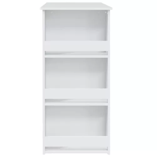 Fehér szerelt fa bárasztal tárolórekesszel 102 x 50 x 103,5 cm