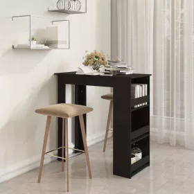   Fekete szerelt fa bárasztal tárolórekesszel 102 x 50 x 103,5 cm