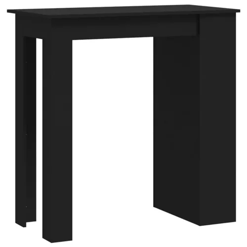 Fekete szerelt fa bárasztal tárolórekesszel 102 x 50 x 103,5 cm