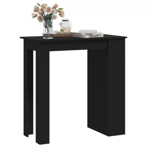 Fekete szerelt fa bárasztal tárolórekesszel 102 x 50 x 103,5 cm