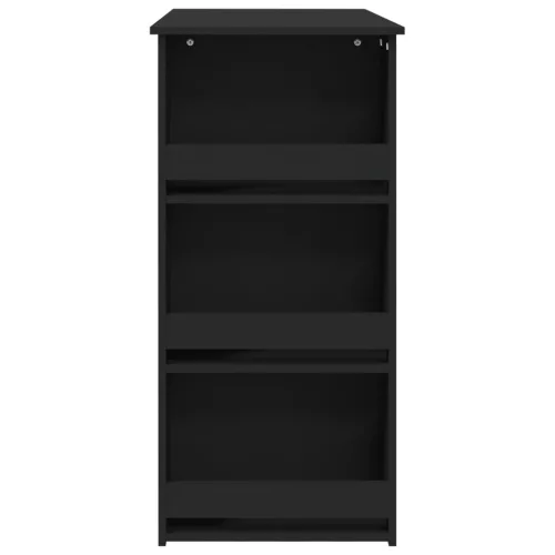 Fekete szerelt fa bárasztal tárolórekesszel 102 x 50 x 103,5 cm