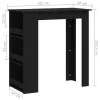 Fekete szerelt fa bárasztal tárolórekesszel 102 x 50 x 103,5 cm
