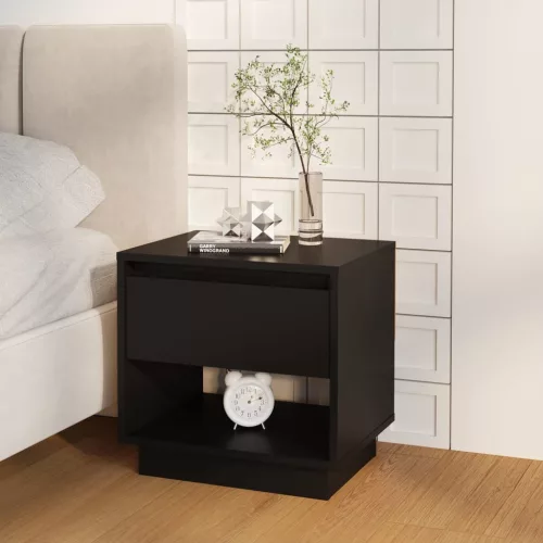 2 db fekete forgácslap éjjeliszekrény 45 x 34 x 44 cm