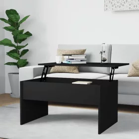 Fekete szerelt fa dohányzóasztal 80 x 50,5 x 41,5 cm