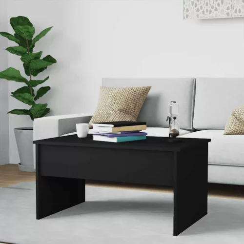 Fekete szerelt fa dohányzóasztal 80 x 50,5 x 41,5 cm