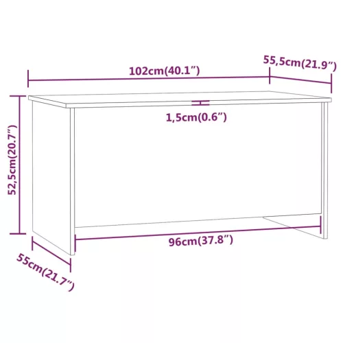 Fekete szerelt fa dohányzóasztal 102 x 55,5 x 52,5 cm