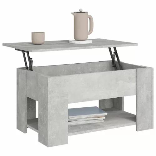 Betonszürke szerelt fa dohányzóasztal 79x49x41 cm