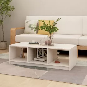 Fehér tömör fenyőfa dohányzóasztal 110 x 50 x 34 cm