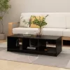 Fekete tömör fenyőfa dohányzóasztal 110 x 50 x 34 cm