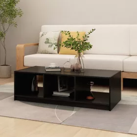 Fekete tömör fenyőfa dohányzóasztal 110 x 50 x 34 cm