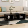 Fekete tömör fenyőfa dohányzóasztal 110 x 50 x 34 cm