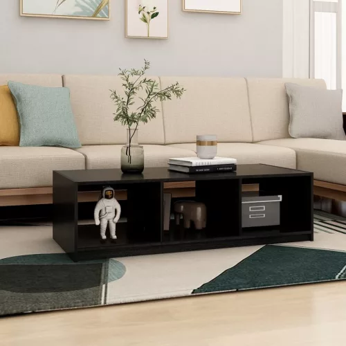 Fekete tömör fenyőfa dohányzóasztal 110 x 50 x 34 cm