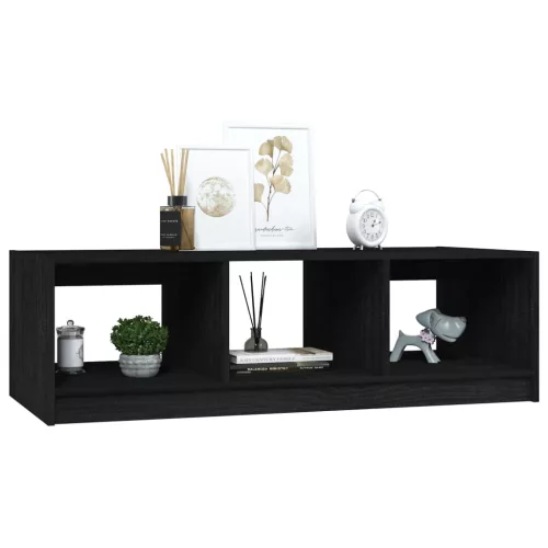 Fekete tömör fenyőfa dohányzóasztal 110 x 50 x 34 cm