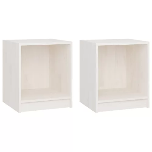 2 db fehér tömör fenyőfa éjjeliszekrény 35,5 x 33,5 x 41,5 cm
