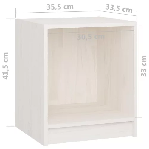 2 db fehér tömör fenyőfa éjjeliszekrény 35,5 x 33,5 x 41,5 cm
