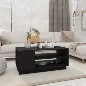 Fekete szerelt fa dohányzóasztal 102x55x43 cm