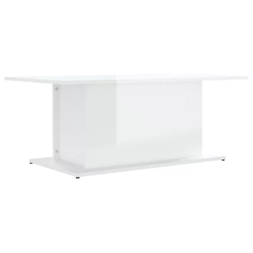 Magasfényű fehér szerelt fa dohányzóasztal 102x55,5x40 cm