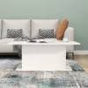 Magasfényű fehér szerelt fa dohányzóasztal 102x55,5x40 cm