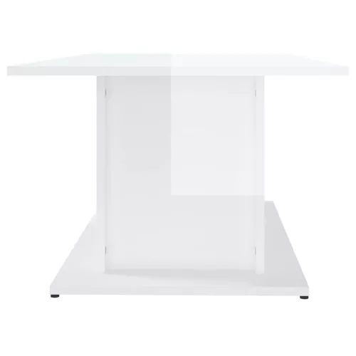Magasfényű fehér szerelt fa dohányzóasztal 102x55,5x40 cm