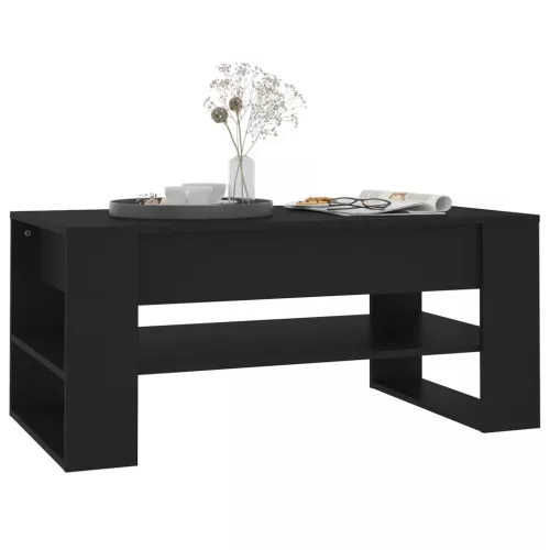 Fekete szerelt fa dohányzóasztal 102x55x45 cm