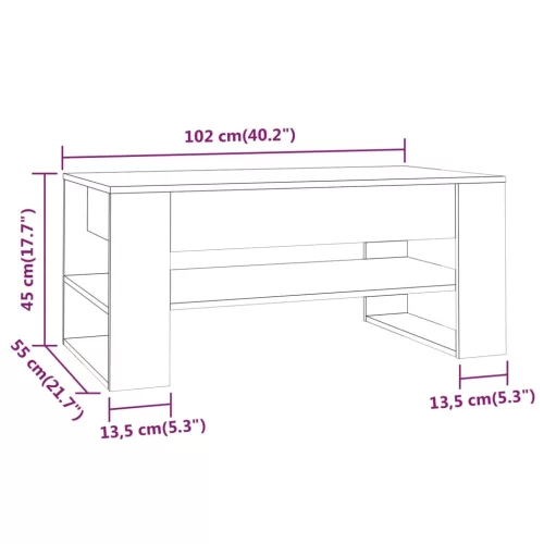 Fekete szerelt fa dohányzóasztal 102x55x45 cm