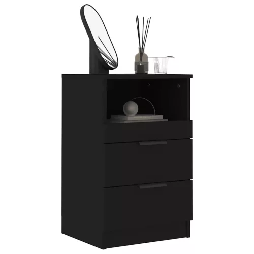 Fekete szerelt fa éjjeliszekrény