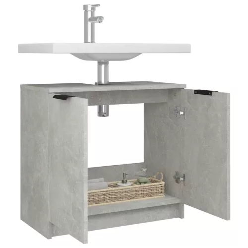 Betonszürke színű szerelt fa fürdőszobaszekrény 64,5x33,5x59 cm