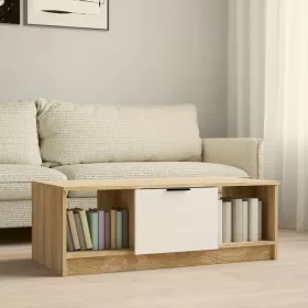   Fehér és sonoma színű szerelt fa dohányzóasztal 102x50x36 cm