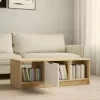 Fehér és sonoma színű szerelt fa dohányzóasztal 102x50x36 cm