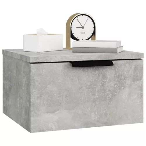2 db betonszürke falra szerelhető éjjeliszekrény 34x30x20 cm