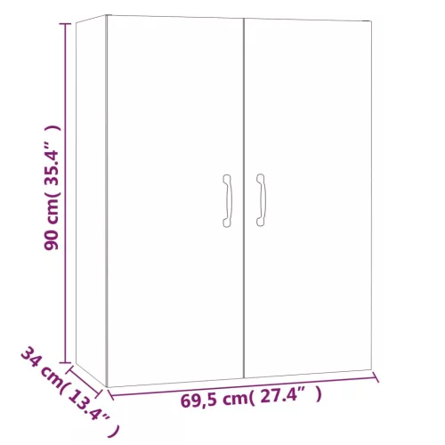 Betonszürke szerelt fa függőszekrény 69,5 x 34 x 90 cm