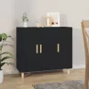 Fekete szerelt fa tálalószekrény 90 x 34 x 80 cm