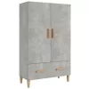 Betonszürke szerelt fa magasszekrény 70 x 31 x 115 cm