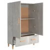 Betonszürke szerelt fa magasszekrény 70 x 31 x 115 cm