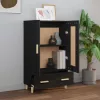 Fekete szerelt fa magasszekrény 70 x 31 x 115 cm