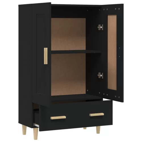 Fekete szerelt fa magasszekrény 70 x 31 x 115 cm