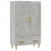 Betonszürke szerelt fa magasszekrény 70 x 31 x 115 cm