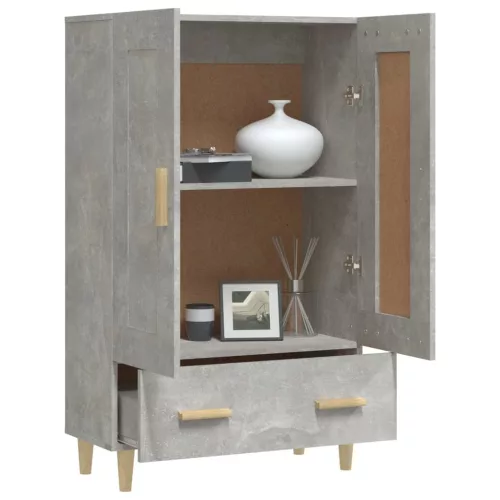 Betonszürke szerelt fa magasszekrény 70 x 31 x 115 cm